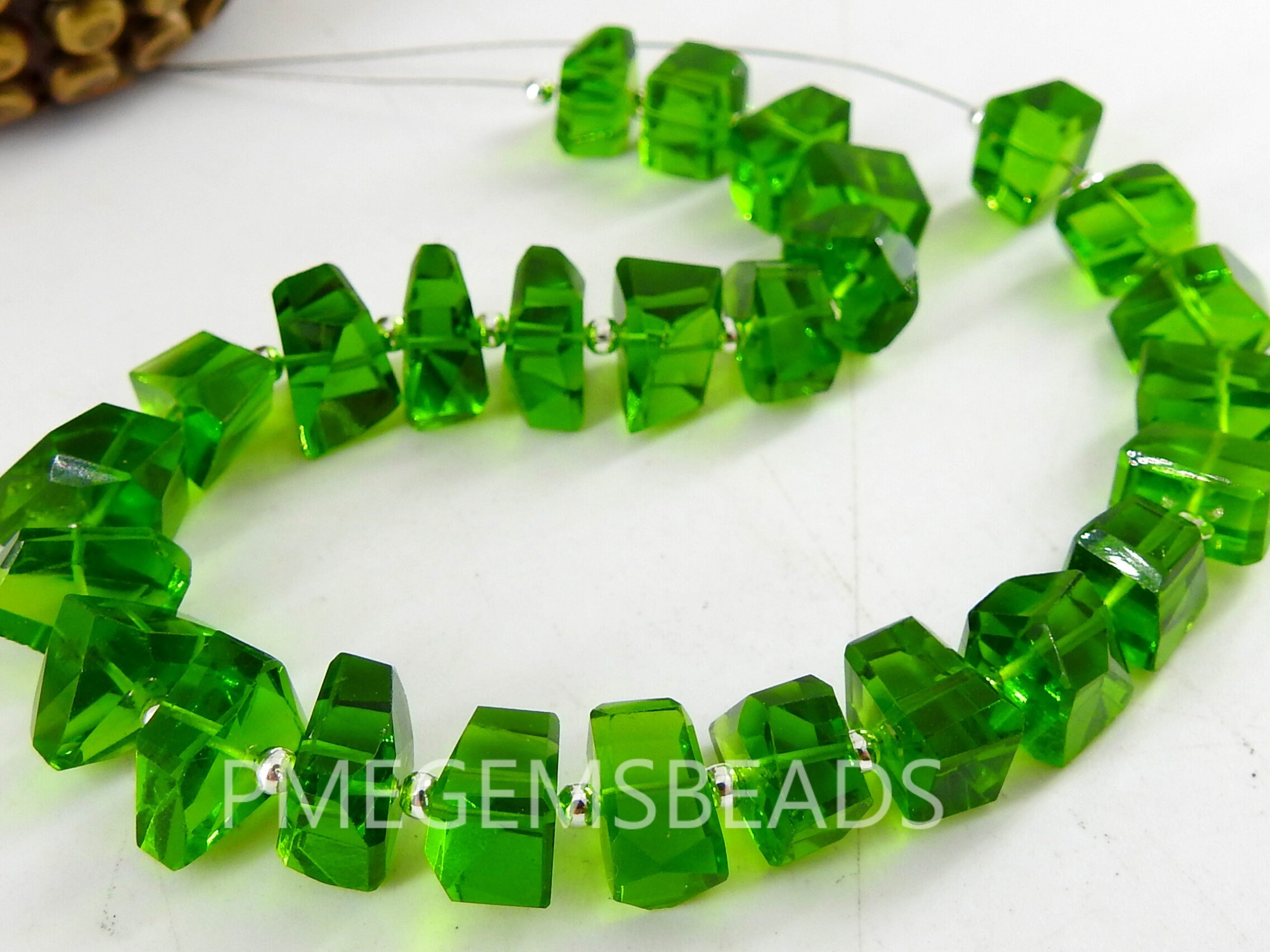 Chrome Green Quartz Faceted Tumble,Nugget,Hydro,Irregular,Loose Stone,For Making Jewelry,Necklace,Bracelet 8Inch 8-10MM Approx (pme) | Save 33% - Rajasthan Living 17