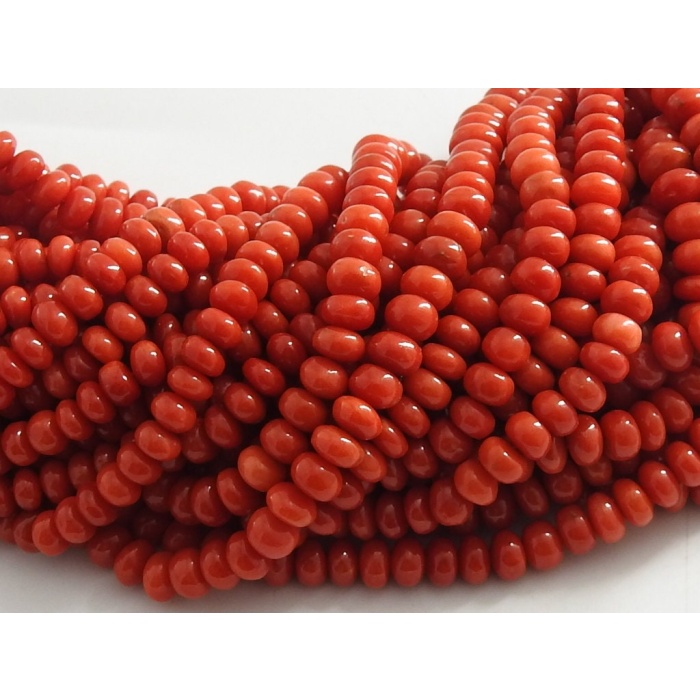 Red Coral Smooth Roundel Bead,Handmade,Loose Stone,For Making Jewelry,Bracelet,Necklace,Wholesaler,Supplies 8Inch 5To7MM Approx 100%Natural | Save 33% - Rajasthan Living 6