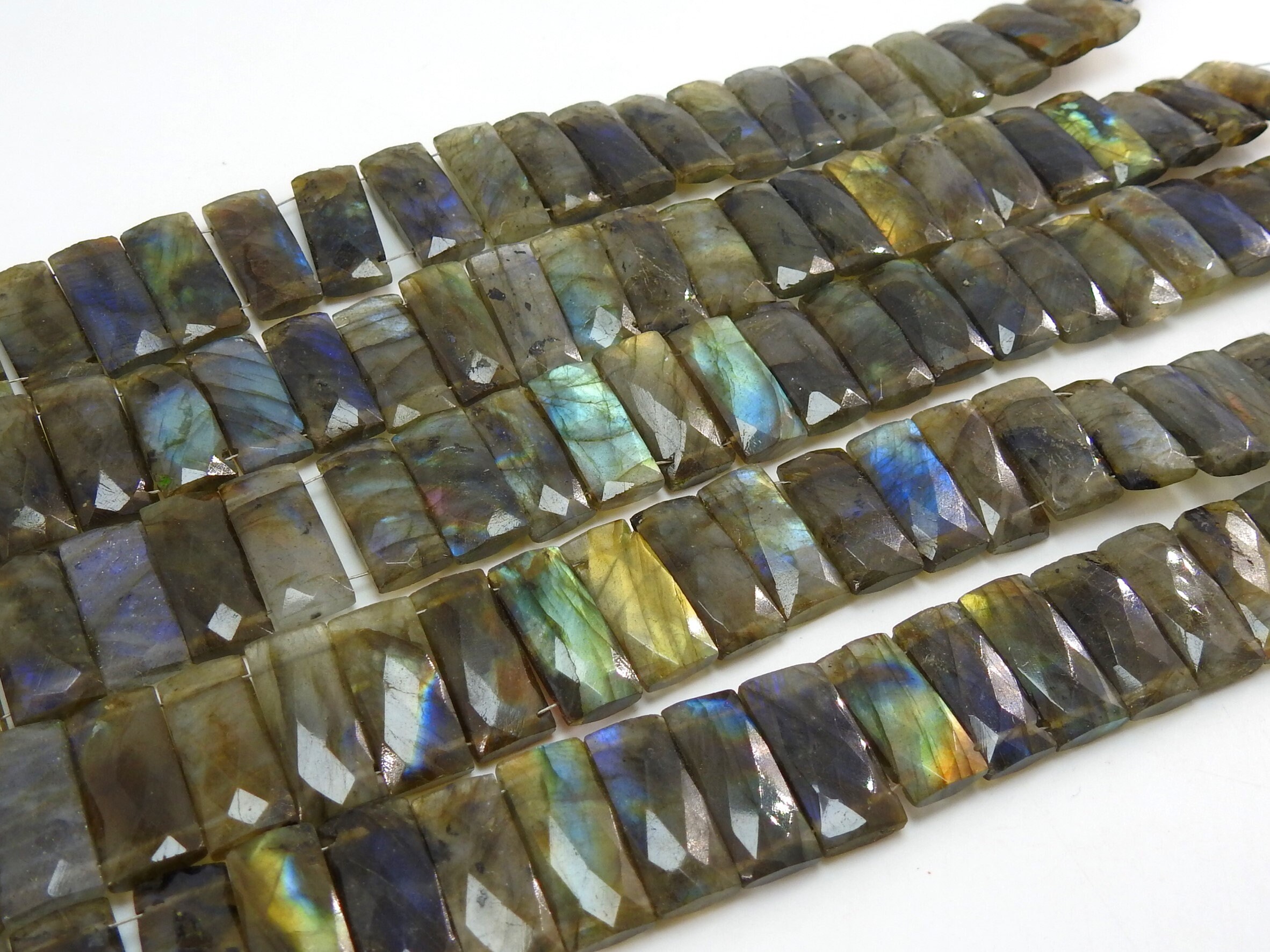 Labradorite Micro Faceted Baguette,Spectrolite,Rectangle,Bracelet,Loose Stone,Handmade,Double Drill,9Inch 20X8MM Approx,100%Natural PME-BR1 | Save 33% - Rajasthan Living 15