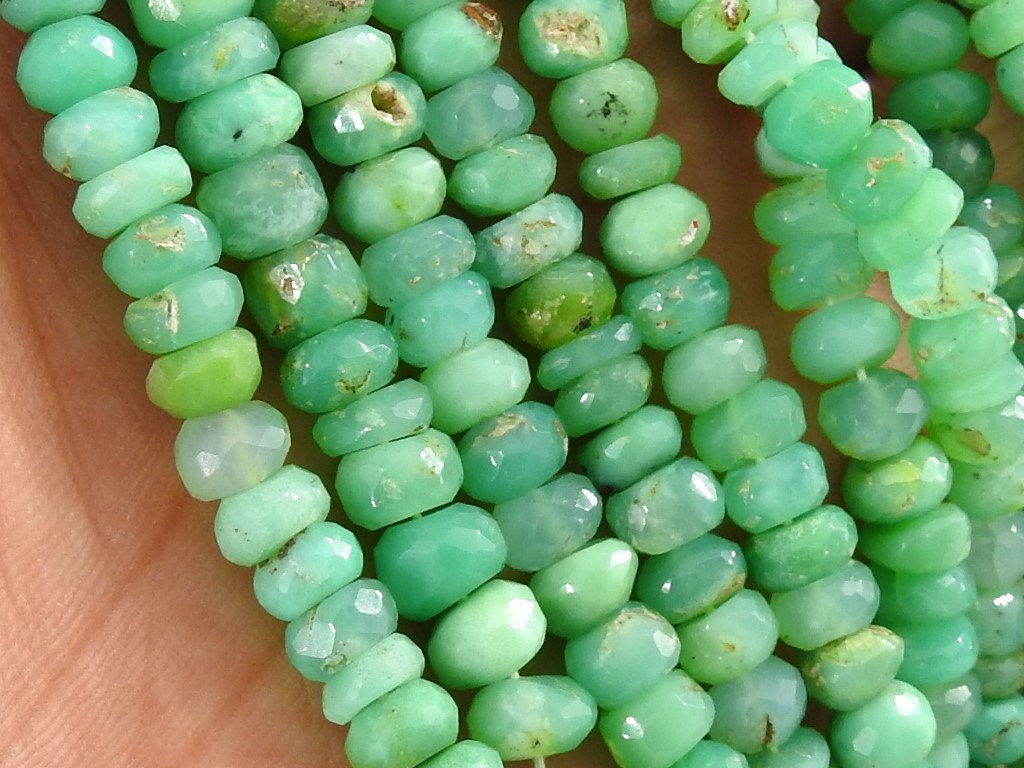 Chrysoprase Faceted Roundel Beads,Handmade,Loose Stone,For Making Jewelry,Necklace,Wholesaler,Supplies,13Inch 7X8MM,100%Natural PME-B4 | Save 33% - Rajasthan Living 16
