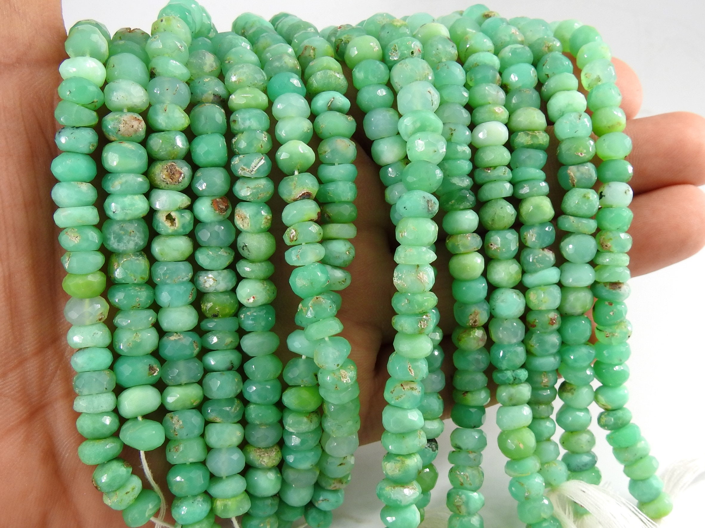 Chrysoprase Faceted Roundel Beads,Handmade,Loose Stone,For Making Jewelry,Necklace,Wholesaler,Supplies,13Inch 7X8MM,100%Natural PME-B4 | Save 33% - Rajasthan Living 14
