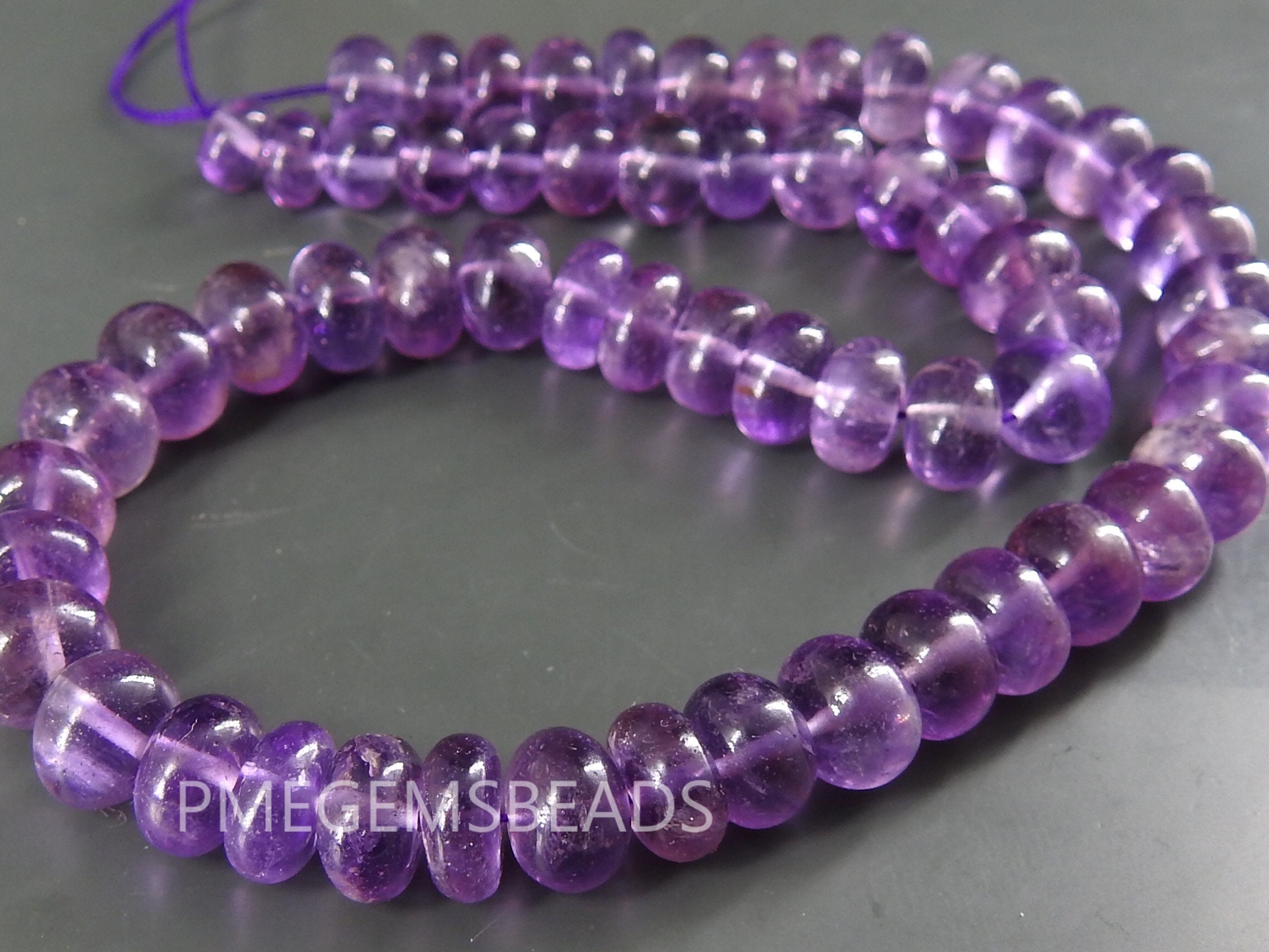 Amethyst Smooth Roundel Beads,Handmade,Loose Stone,For Making Jewelry,Necklace,12Inch Strand,Wholesaler,Supplies,100%Natural PME-B9 | Save 33% - Rajasthan Living 12
