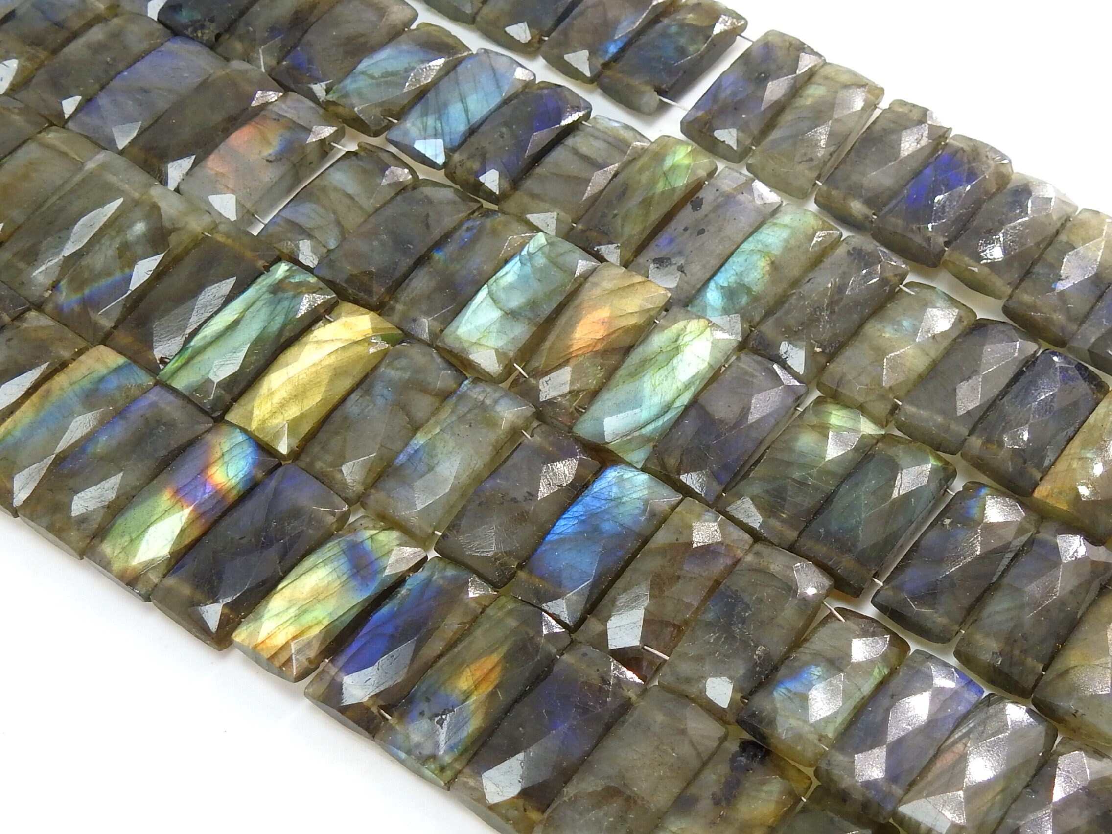 Labradorite Micro Faceted Baguette,Spectrolite,Rectangle,Bracelet,Loose Stone,Handmade,Double Drill,9Inch 20X8MM Approx,100%Natural PME-BR1 | Save 33% - Rajasthan Living 12
