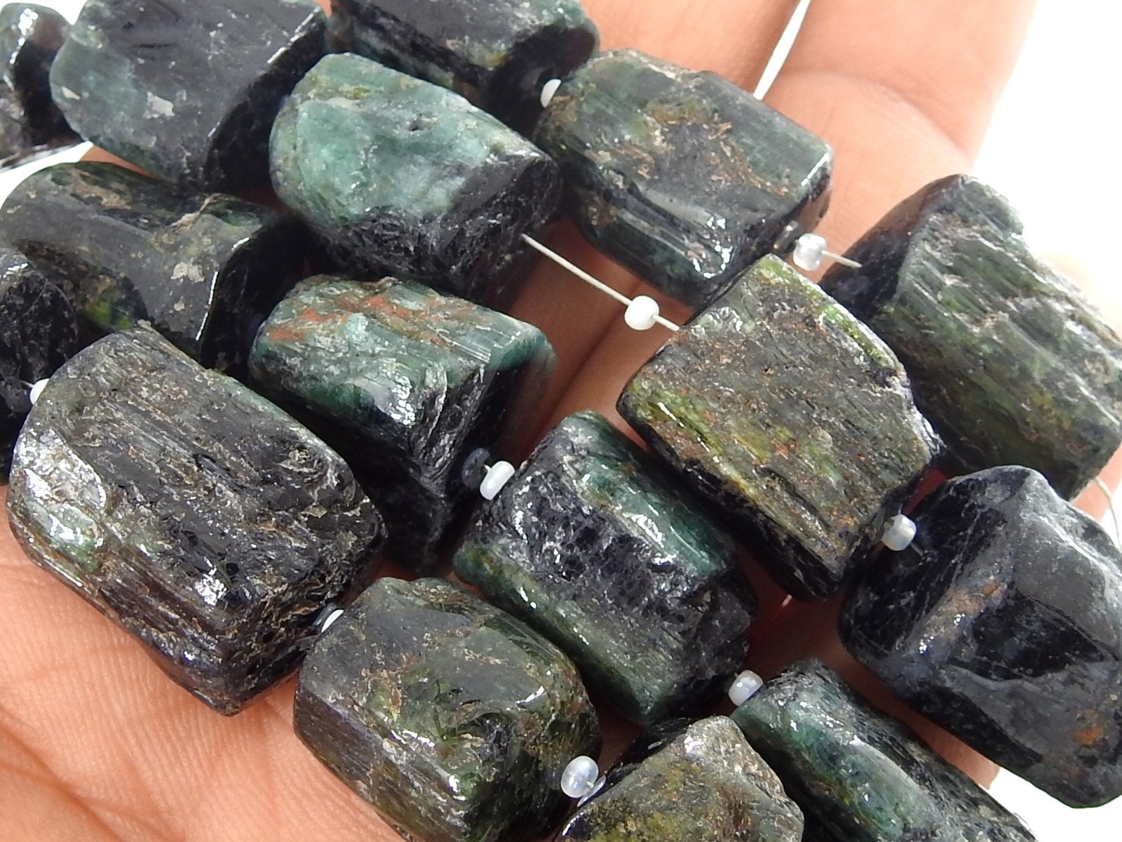 Green Tourmaline Natural Crystals Rough,Nuggets,Tumble,Tube,Loose Raw,Minerals Gemstone,Wholesaler,Supplies 9Piece 22X18To12X9MM Approx R2 | Save 33% - Rajasthan Living 12