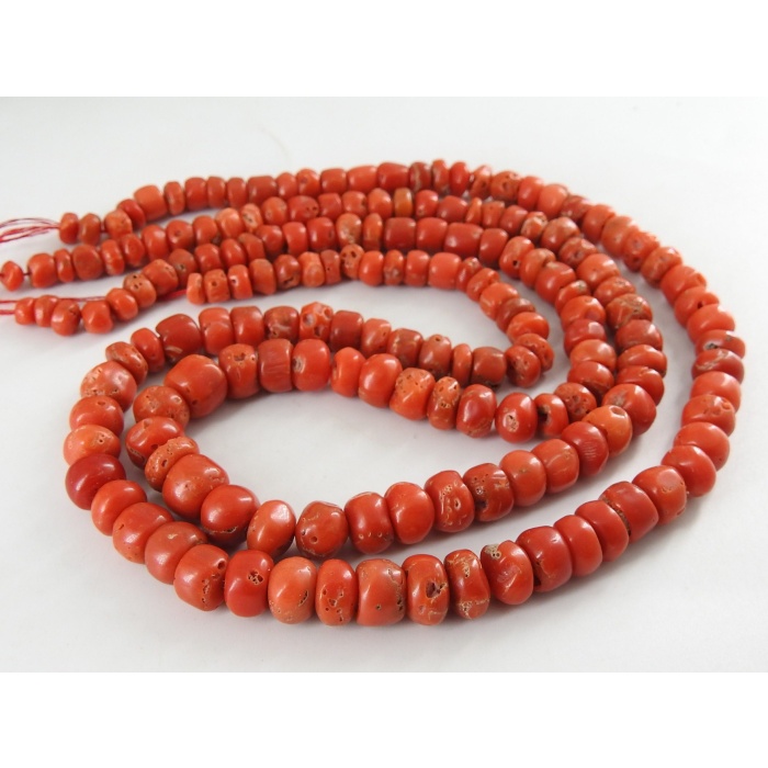 Natural Red Coral Smooth Roundel Bead,Handmade,Loose Stone,For Making Jewelry,Necklace,Wholesaler,Supplies,16Inch 4To8MM Approx BK-CR2 | Save 33% - Rajasthan Living 6