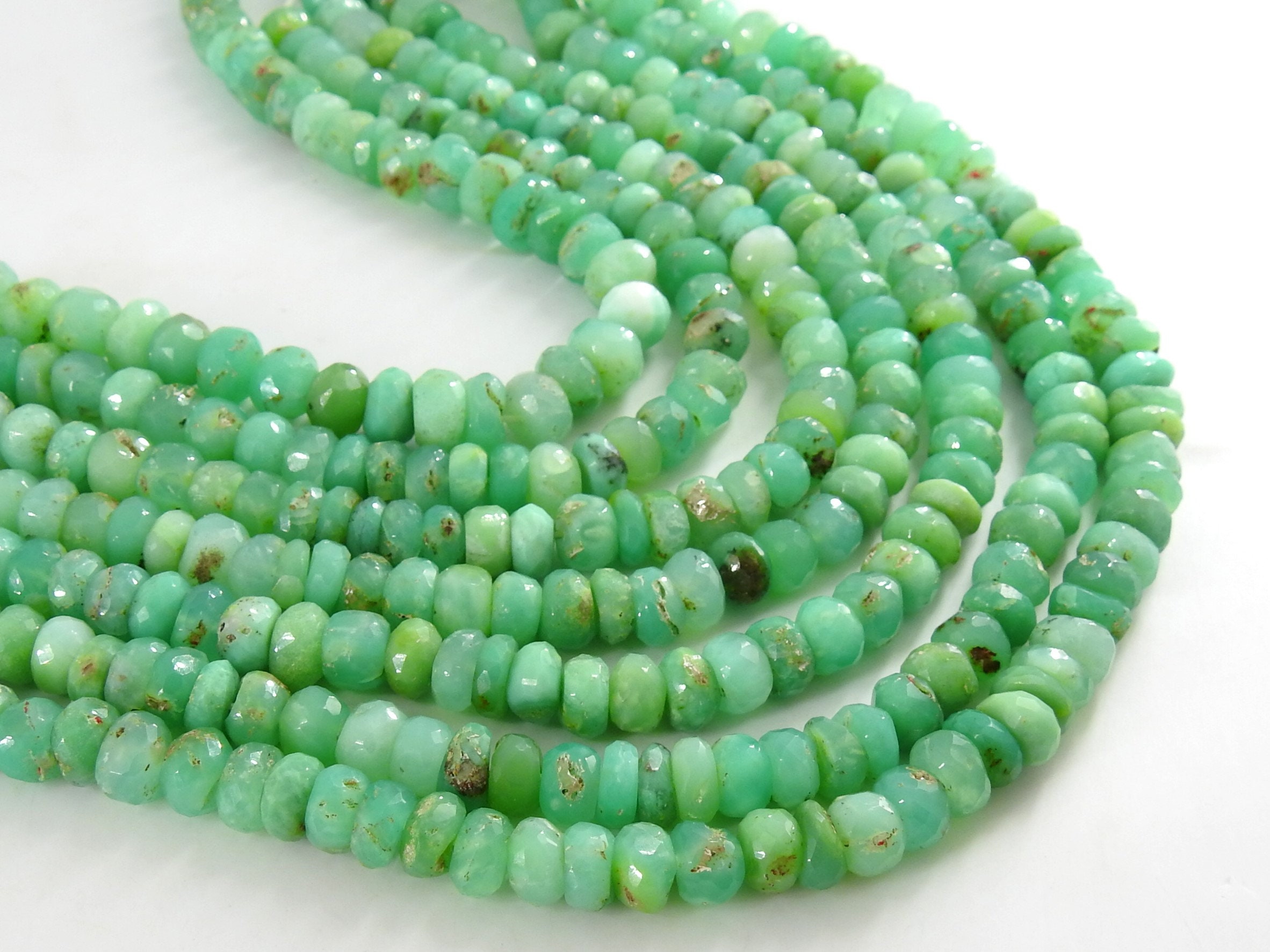 Chrysoprase Faceted Roundel Beads,Handmade,Loose Stone,For Making Jewelry,Necklace,Wholesaler,Supplies,13Inch 7X8MM,100%Natural PME-B4 | Save 33% - Rajasthan Living 13