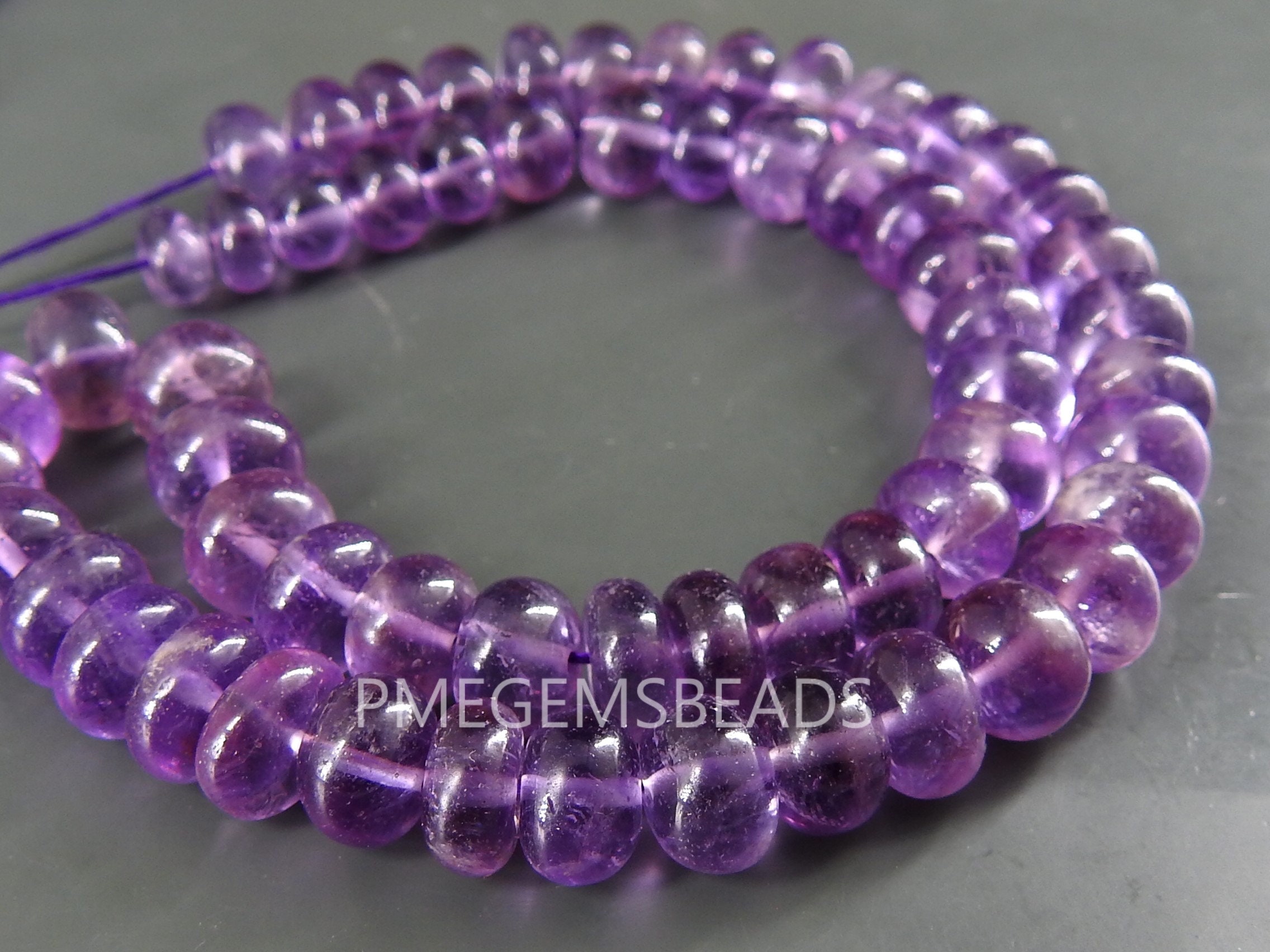 Amethyst Smooth Roundel Beads,Handmade,Loose Stone,For Making Jewelry,Necklace,12Inch Strand,Wholesaler,Supplies,100%Natural PME-B9 | Save 33% - Rajasthan Living 14