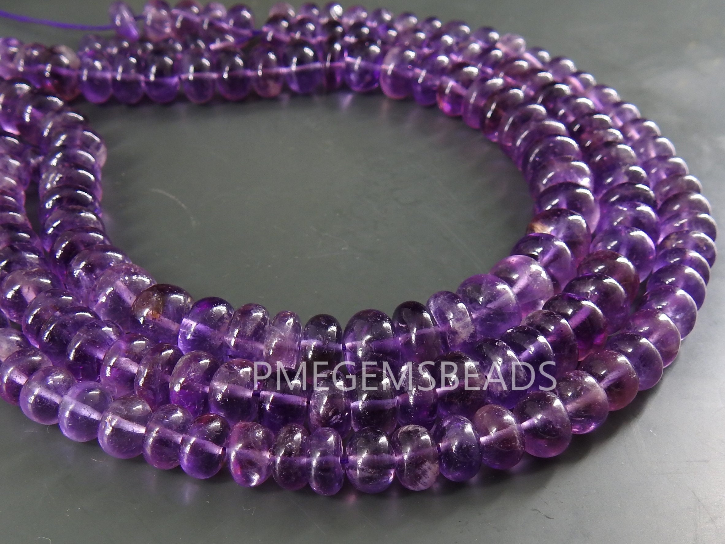Amethyst Smooth Roundel Beads,Handmade,Loose Stone,For Making Jewelry,Necklace,12Inch Strand,Wholesaler,Supplies,100%Natural PME-B9 | Save 33% - Rajasthan Living 11