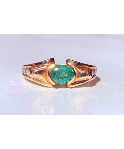 Oval Cut Natural Emerald Ring in 14k solid Rose Gold, Vintage Art Deco Emerald Ring, Natural Emerald Ring, Women’s Art Deco Emerald Ring | Save 33% - Rajasthan Living