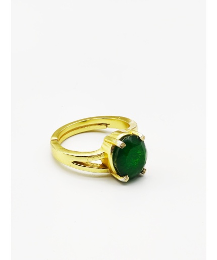 May Birthstone Ring – 100% 925 Solid Sterling Silver Solitaire Natural Green Emerald Gemstone Ring 14K Gold Plated Adjustable Ring Emerald | Save 33% - Rajasthan Living 3
