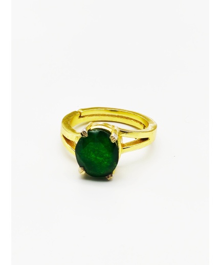 May Birthstone Ring – 100% 925 Solid Sterling Silver Solitaire Natural Green Emerald Gemstone Ring 14K Gold Plated Adjustable Ring Emerald | Save 33% - Rajasthan Living