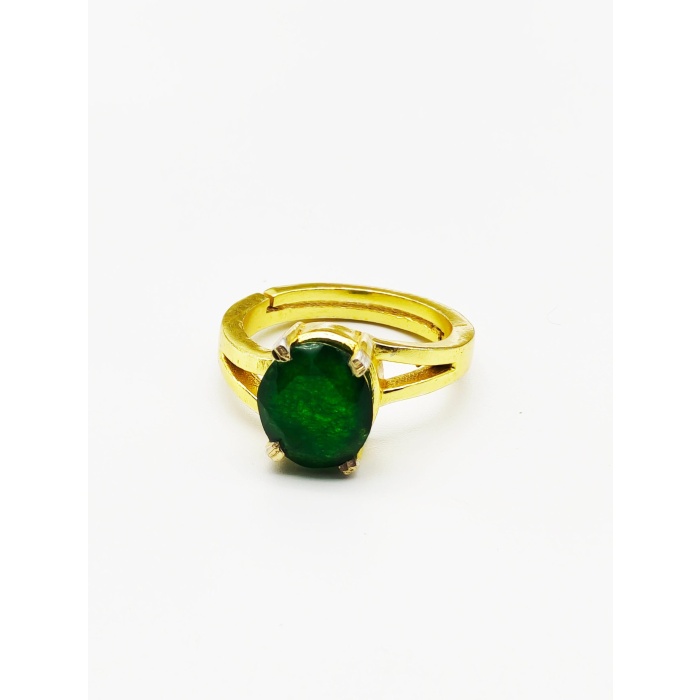 May Birthstone Ring – 100% 925 Solid Sterling Silver Solitaire Natural Green Emerald Gemstone Ring 14K Gold Plated Adjustable Ring Emerald | Save 33% - Rajasthan Living 5