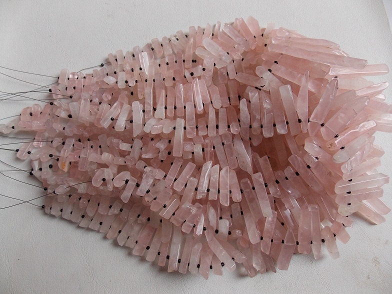 Rose Quartz Rough Stick,Polished,Loose Raw,Minerals Gemstone,For Making Jewelry 14Inch 35X5To10X4MM Approx Wholesale Price 100%Natural R6 | Save 33% - Rajasthan Living 13