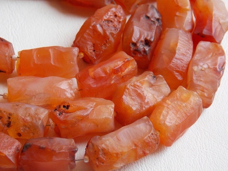 Carnelian Hammered Bead,Loose Rough,Tube Shape,Nuggets,Cylinder,Drum,16Piece 20X12To15X10MM Approx,Wholesaler,Supplies,100%Natural R1 | Save 33% - Rajasthan Living 15