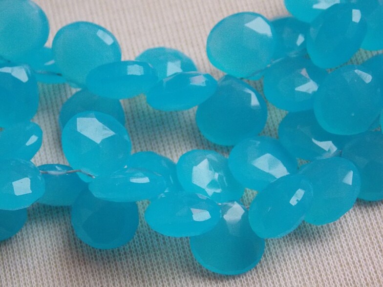 Aqua Blue Chalcedony Faceted Hearts,Teardrops,Drops,Handmade,Loose Stone,Wholesaler,Supplies 8Inch 11X11MM Approx (pme) CY2 | Save 33% - Rajasthan Living 13