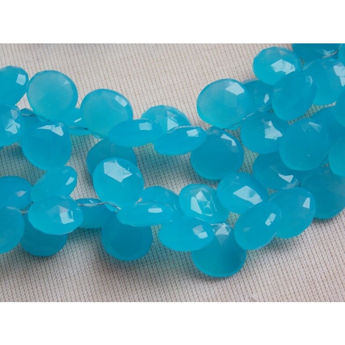 Aqua Blue Chalcedony Faceted Hearts,Teardrops,Drops,Handmade,Loose Stone,Wholesaler,Supplies 8Inch 11X11MM Approx (pme) CY2 | Save 33% - Rajasthan Living 8