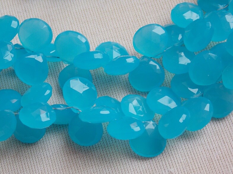 Aqua Blue Chalcedony Faceted Hearts,Teardrops,Drops,Handmade,Loose Stone,Wholesaler,Supplies 8Inch 11X11MM Approx (pme) CY2 | Save 33% - Rajasthan Living 15
