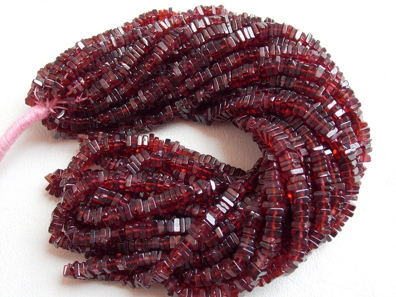 Natural Garnet Heishi,Square,Cushion,Beads 16Inch Strand 4MM Approx Wholesale Price New Arrival (pme) H2 | Save 33% - Rajasthan Living 14