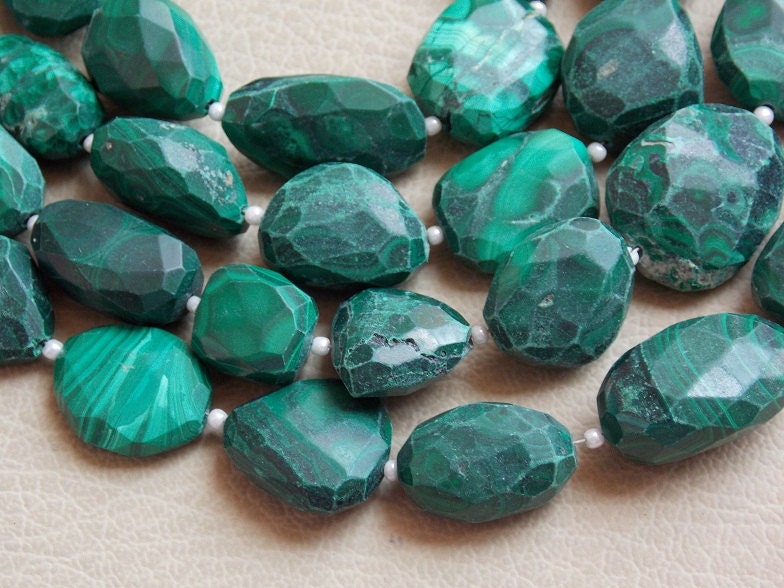 Malachite Faceted Tumbles,Nuggets,Loose Stone,Handmade,For Making Jewelry 12Inch 17X15To10X9MM Approx Wholesaler,Supplies 100%Natural TU5 | Save 33% - Rajasthan Living 15