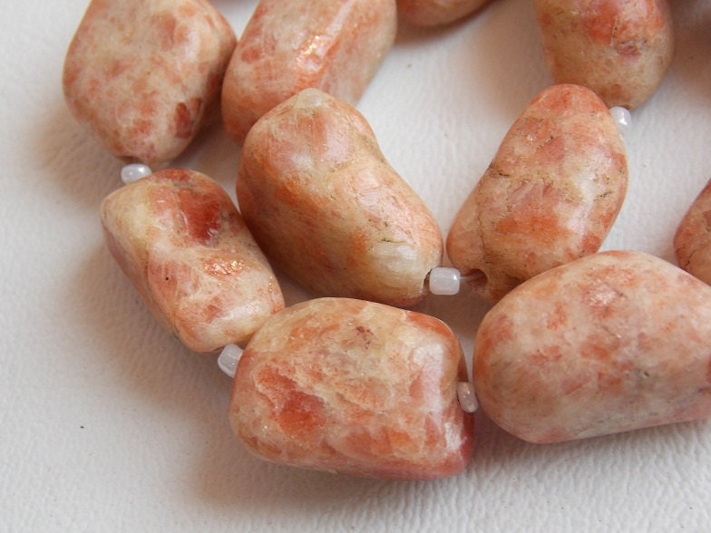 Natural Sunstone Smooth Tumble,Nuggets,Loose Stone,Handmade,For Making Jewelry,Matte Polished,Feldspar 10Inch 20X10To12X10 MM Approx TU5 | Save 33% - Rajasthan Living 14