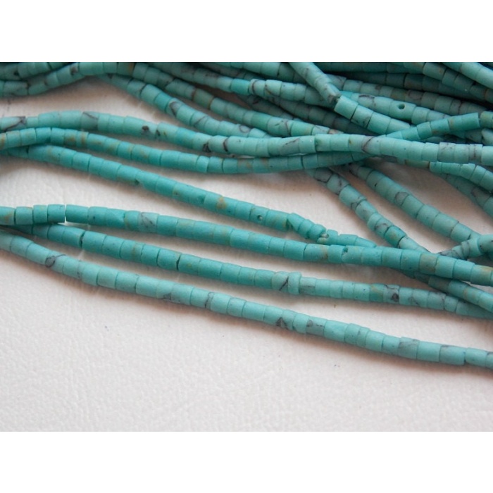 Stabilized Turquoise Smooth Tubes,Drum,Bead,Matte Polished 12Inch Strand 3X2MM Approx Wholesale Price New Arrival B2 | Save 33% - Rajasthan Living 7