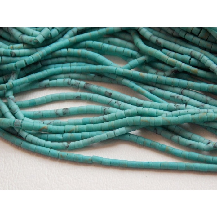 Stabilized Turquoise Smooth Tubes,Drum,Bead,Matte Polished 12Inch Strand 3X2MM Approx Wholesale Price New Arrival B2 | Save 33% - Rajasthan Living 6