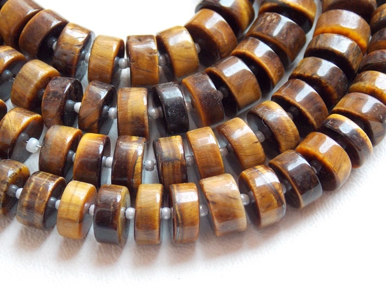 Tigers Eye Jasper Smooth Tyre,Coin,Button,Wheel Shape Beads,10Inchs Strand 10X8MM Approx,Wholesaler,Supplies,100%Natural PME-T2 | Save 33% - Rajasthan Living 15