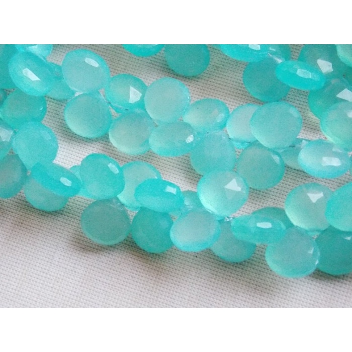 Aqua Blue Chalcedony Heart Shape Teardrops,Drops,Faceted,Handmade,Earrings Pair,For Making Jewelry,4Inch Strand 11X11MM Approx,PME-CY2 | Save 33% - Rajasthan Living 8