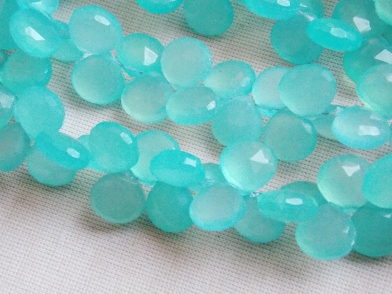 Aqua Blue Chalcedony Heart Shape Teardrops,Drops,Faceted,Handmade,Earrings Pair,For Making Jewelry,4Inch Strand 11X11MM Approx,PME-CY2 | Save 33% - Rajasthan Living 15