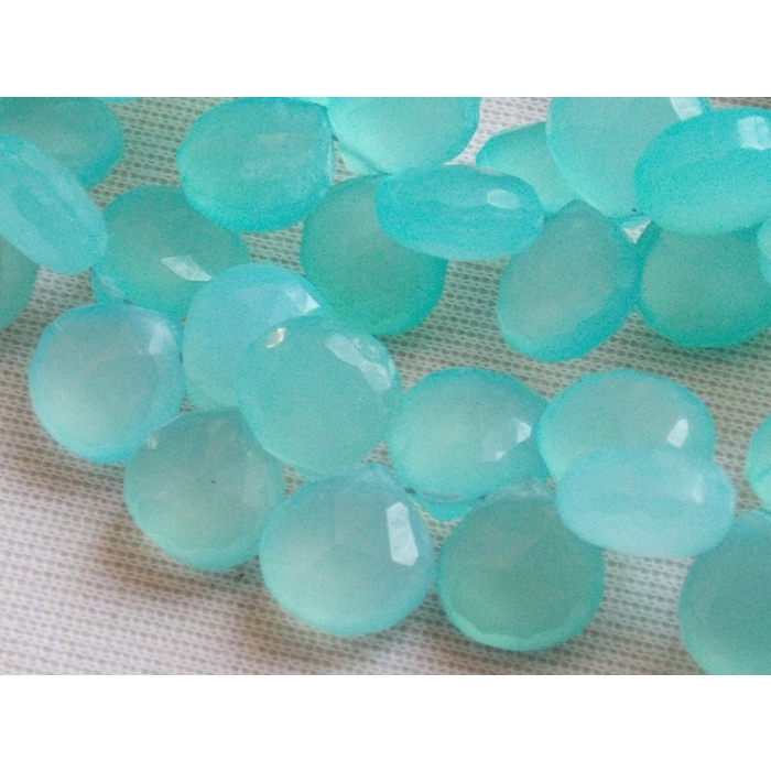 Aqua Blue Chalcedony Heart Shape Teardrops,Drops,Faceted,Handmade,Earrings Pair,For Making Jewelry,4Inch Strand 11X11MM Approx,PME-CY2 | Save 33% - Rajasthan Living 7