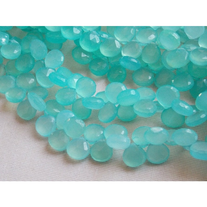 Aqua Blue Chalcedony Heart Shape Teardrops,Drops,Faceted,Handmade,Earrings Pair,For Making Jewelry,4Inch Strand 11X11MM Approx,PME-CY2 | Save 33% - Rajasthan Living 6
