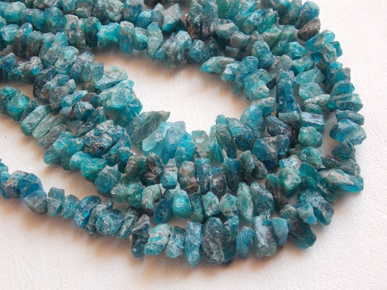 Neon Blue Apatite Natural Rough Bead,Chip,Uncut,Nugget,Anklet,10Inch Strand 8X6To4X3MM Approx,Wholesale Price,New Arrival RB5 | Save 33% - Rajasthan Living 12