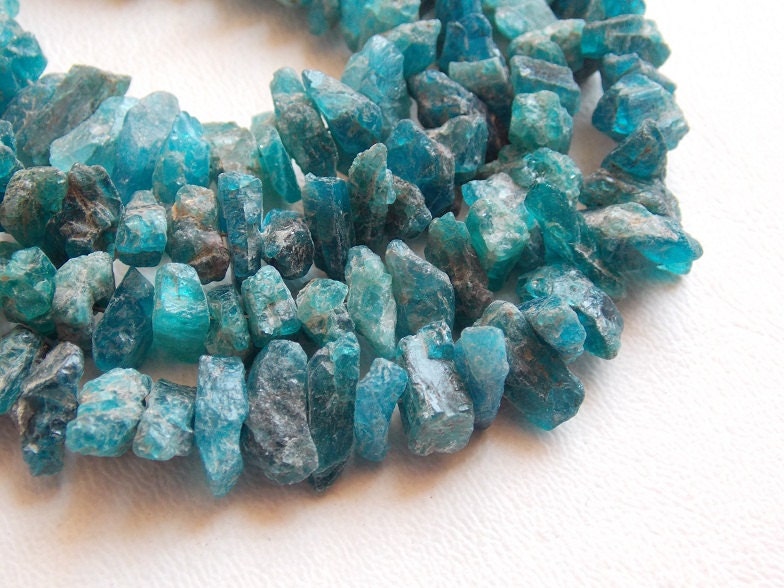 Neon Blue Apatite Natural Rough Bead,Chip,Uncut,Nugget,Anklet,10Inch Strand 8X6To4X3MM Approx,Wholesale Price,New Arrival RB5 | Save 33% - Rajasthan Living 14