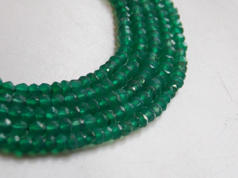 Green Onyx Micro Faceted Roundel Beads,Rondelle,For Making Jewelry,Necklace,Wholesaler,Supplies,New Arrivals,14Inch 3MM Approx B9 | Save 33% - Rajasthan Living 15