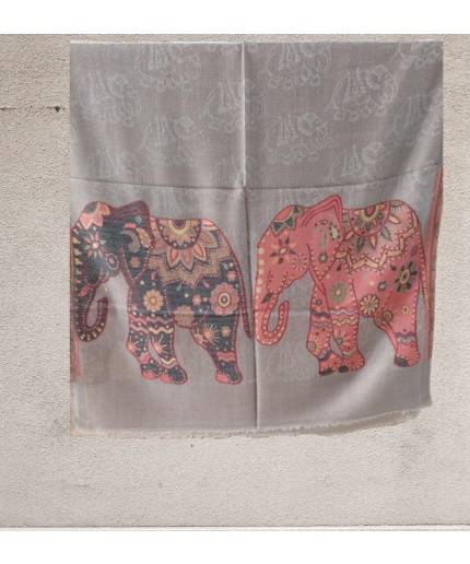 Big Elephants Pure Pashmina Handmade Shawl/Cashmere Scarf/Shawl, Handwoven on Handloom in Kashmir, Super Soft, Light Weave | Save 33% - Rajasthan Living