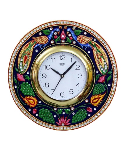 Decorative Wall Clock From iHandikrt Handicrafts Classic Wooden Handpainted Clock | Save 33% - Rajasthan Living