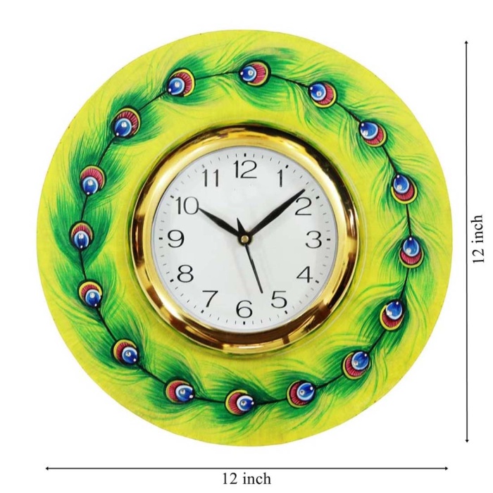 Decorative Wall Clock From iHandikrt Handicrafts Classic Wooden Handpainted Clock | Save 33% - Rajasthan Living 5