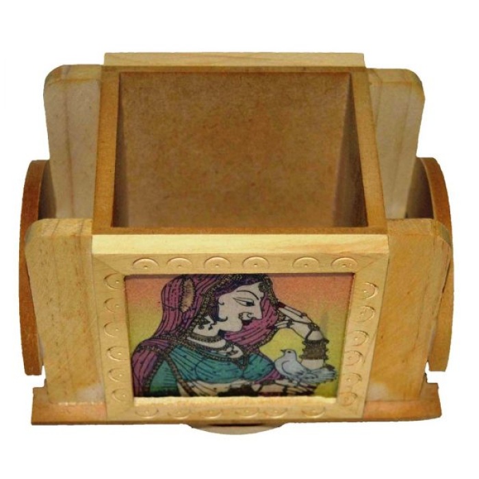 iHandikart Gemstone Painting Revolving Wooden Pen/Pencil Holder With Card Slots | Save 33% - Rajasthan Living 6