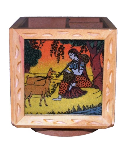 iHandikart Gemstone Painting Revolving Wooden Pen/Pencil Holder | Save 33% - Rajasthan Living