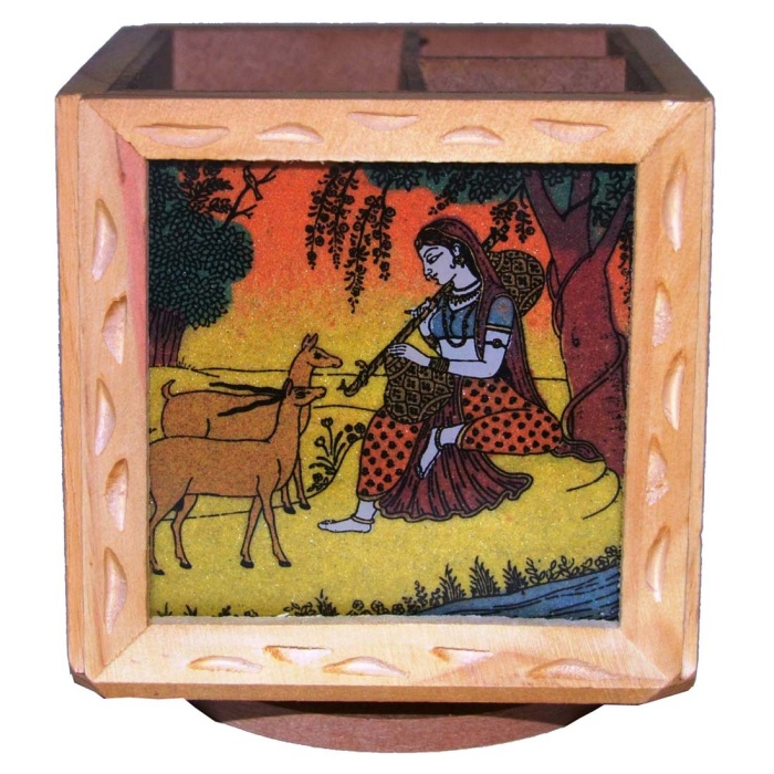 iHandikart Gemstone Painting Revolving Wooden Pen/Pencil Holder | Save 33% - Rajasthan Living 5