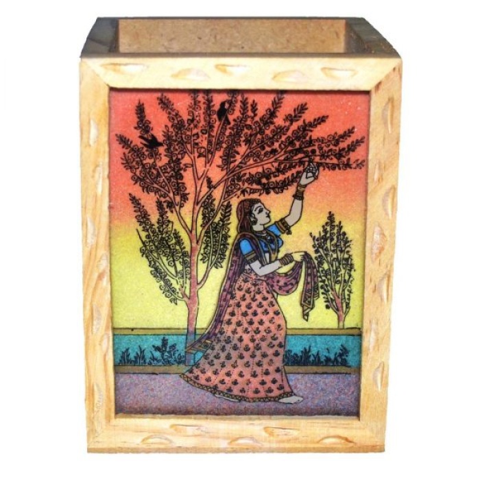 iHandikart Gemstone Painted Handcrafted Wooden Pen Holder | Save 33% - Rajasthan Living 6