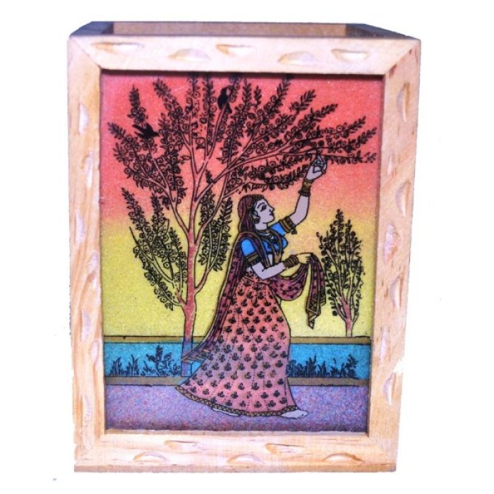 iHandikart Gemstone Painted Handcrafted Wooden Pen Holder | Save 33% - Rajasthan Living 7