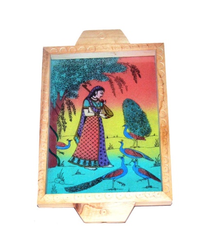iHandikart Gemstone Painting Wooden Serving Tray | Save 33% - Rajasthan Living 5