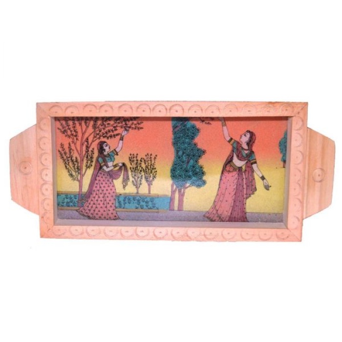 iHandikartGemstone Painting Wooden Serving Tray | Save 33% - Rajasthan Living 7