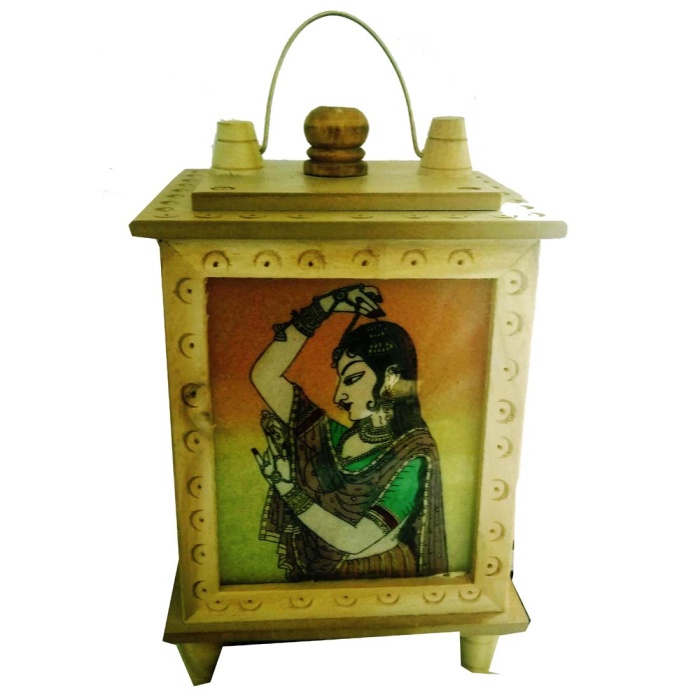 iHandikart Wooden Gemstone Painting Hanging Lamp | Save 33% - Rajasthan Living 5
