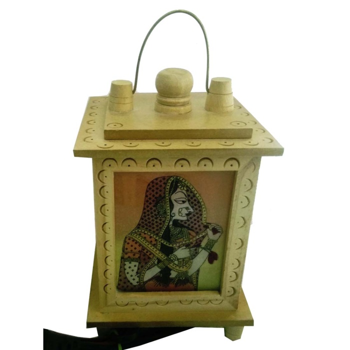 iHandikart Wooden Gemstone Painting Hanging Lamp | Save 33% - Rajasthan Living 5
