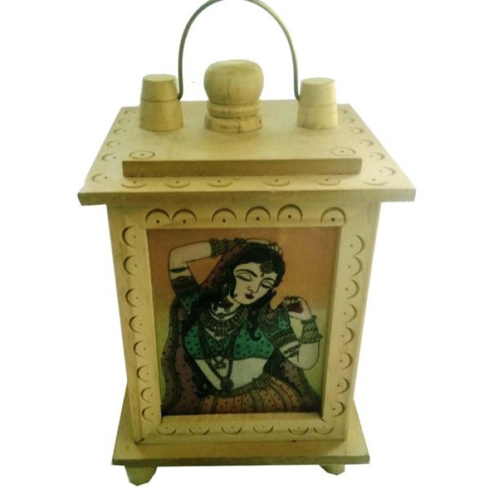iHandikart Wooden Gemstone Painting Hanging Lamp | Save 33% - Rajasthan Living 7