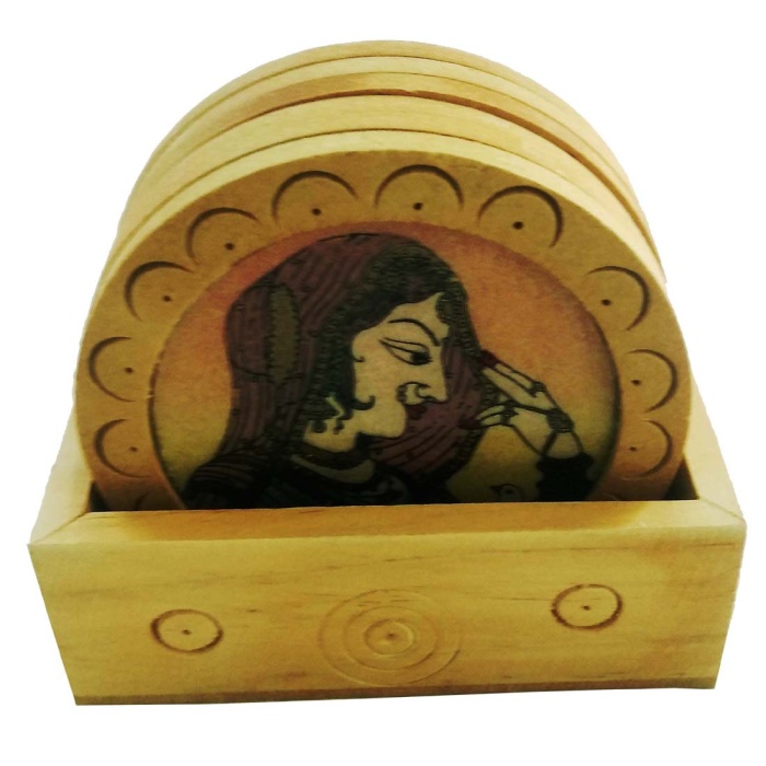 iHandikart Gemstone Painting Round Wooden Tea Coasters | Save 33% - Rajasthan Living 5