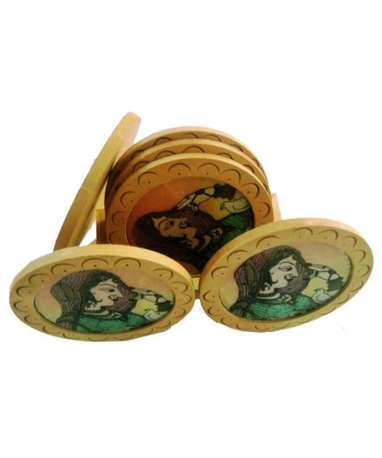 iHandikart Gemstone Painting Round Wooden Tea Coasters | Save 33% - Rajasthan Living 3