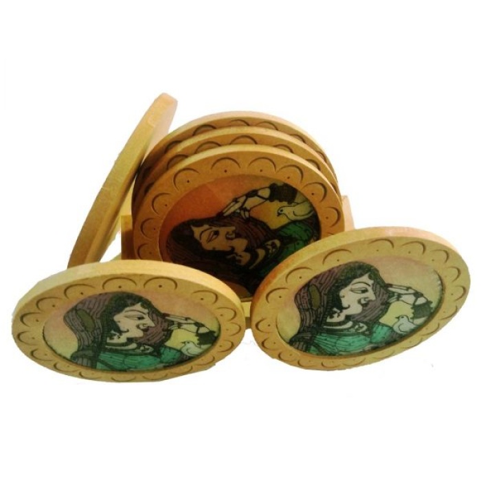 iHandikart Gemstone Painting Round Wooden Tea Coasters | Save 33% - Rajasthan Living 6